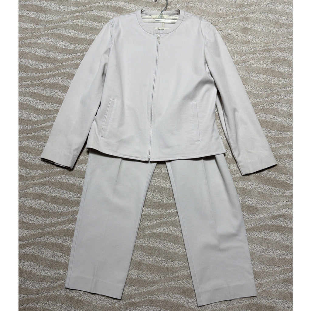 Eddie Bauer Womens Casual Taupe Jacket And Pants 2 Piece Outfits Set Size M Pet