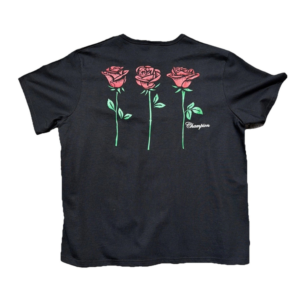 Champion Pacsun Rose Heritage Heavyweight Embroidered T-Shirt Men's XL Black NWT