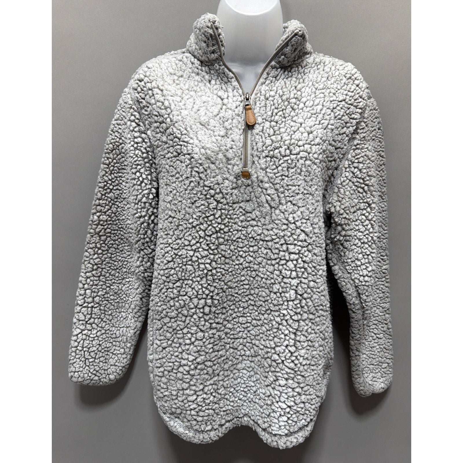 Simply Southern Jacket Womens Size Small Sweater Gray Sherpa 1/4 Zip Pullover