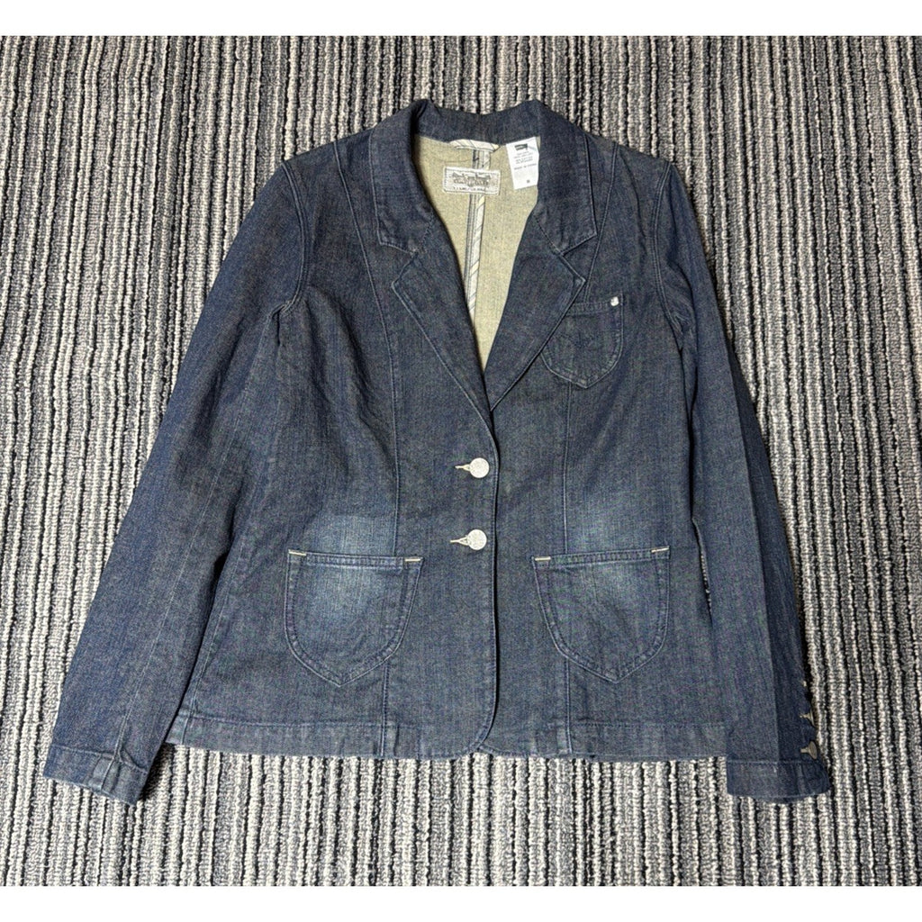 Womens Levi's Jeans Y2K Silver Label Denim Jacket With Silver Floral Buttons M