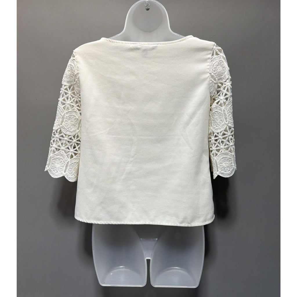 Banana Republic Ivory Embroidered Lace Blouse Size PXXS Bell Sleeves Boho Top