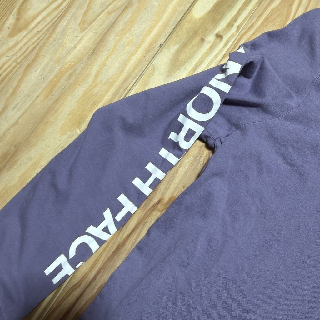 The North Face Womens Purple Long Sleeve Graphic T-Shirt Logo Gradient Large