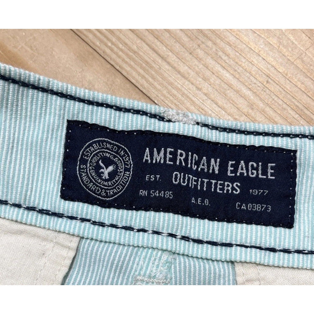American Eagle Prep Mens Shorts Size 30 Green White Shorts