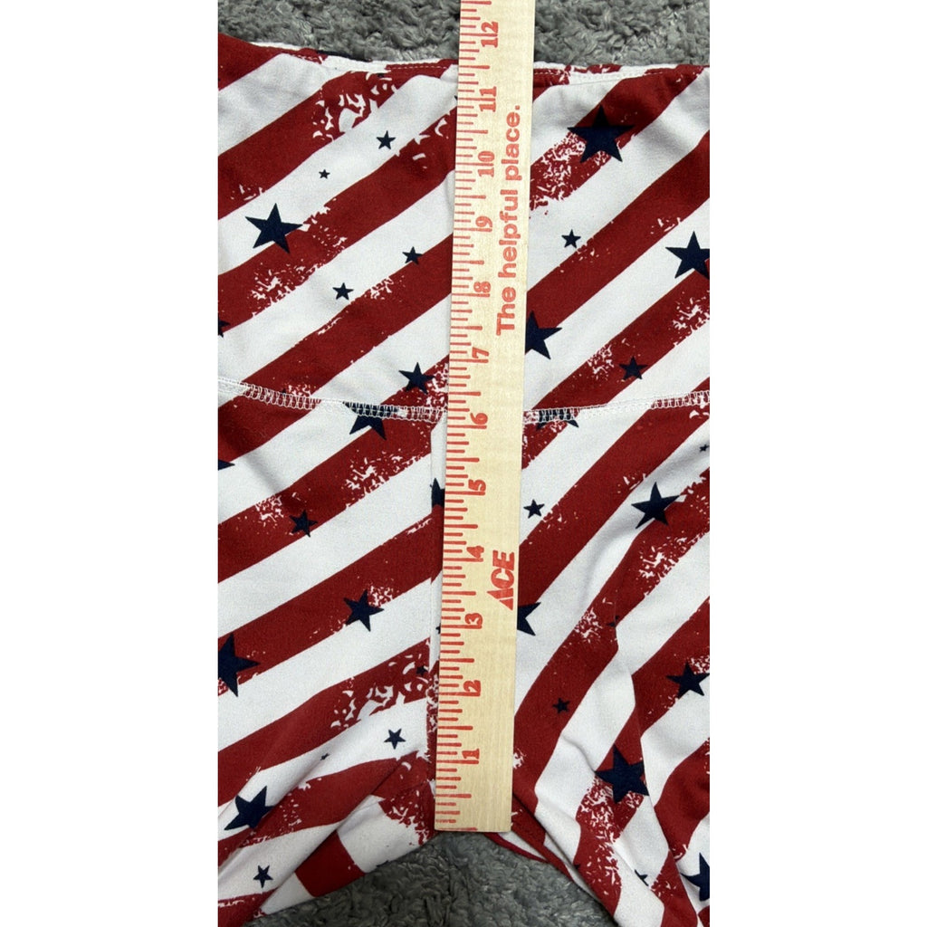 Shosho Women's Patriotic Activewear Biker Shorts Pockets High Rise Size Small