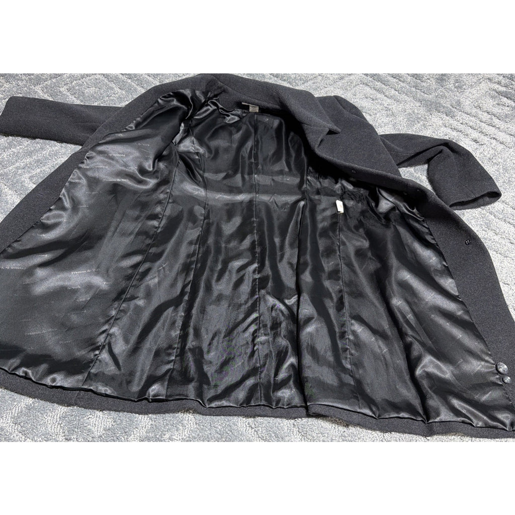 Preston & York Womens Size 8 100% Wool Trench Coat Charcoal Grey Lined