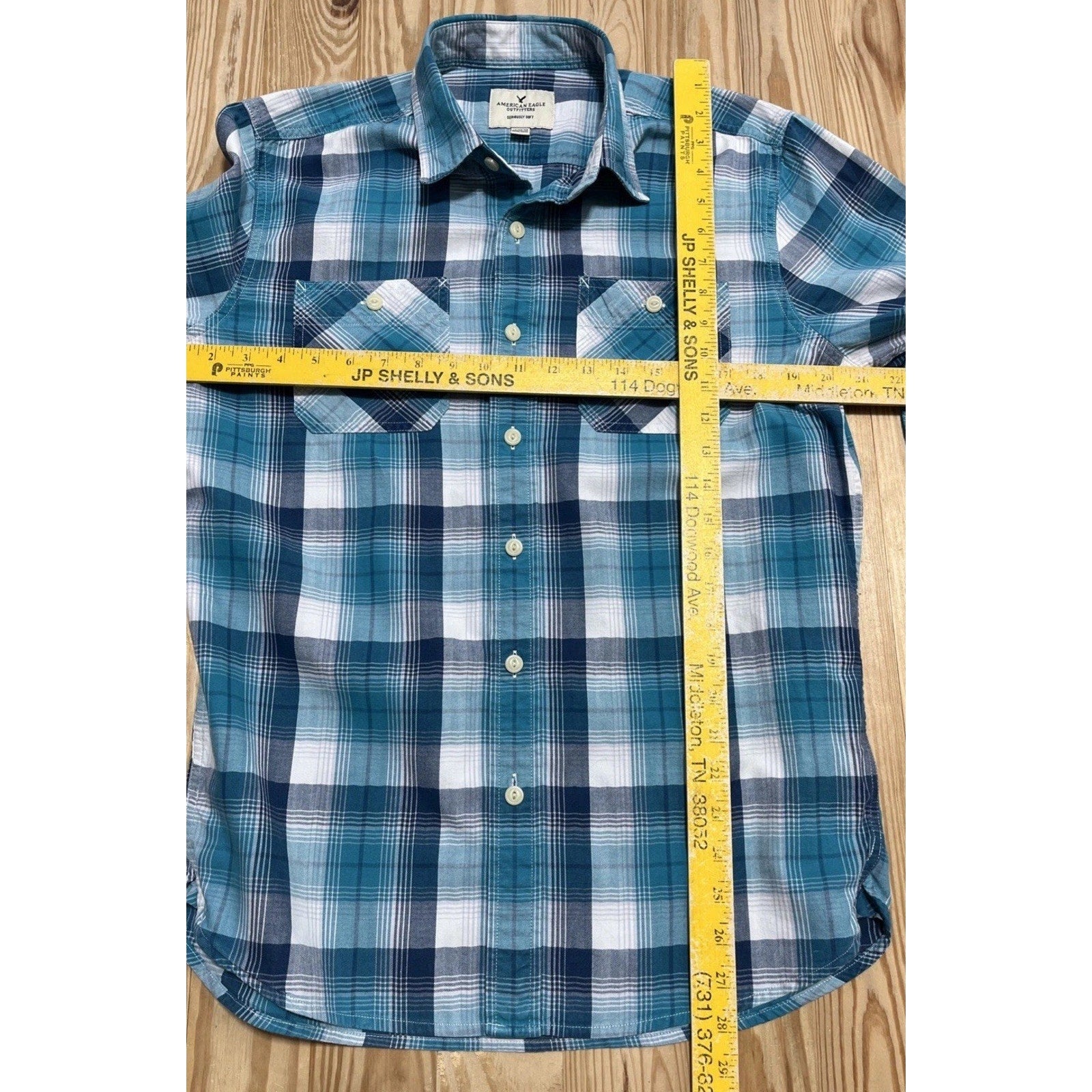 American Eagle Mens Seriously Soft Long Sleeve Casual Button Down Size Medium