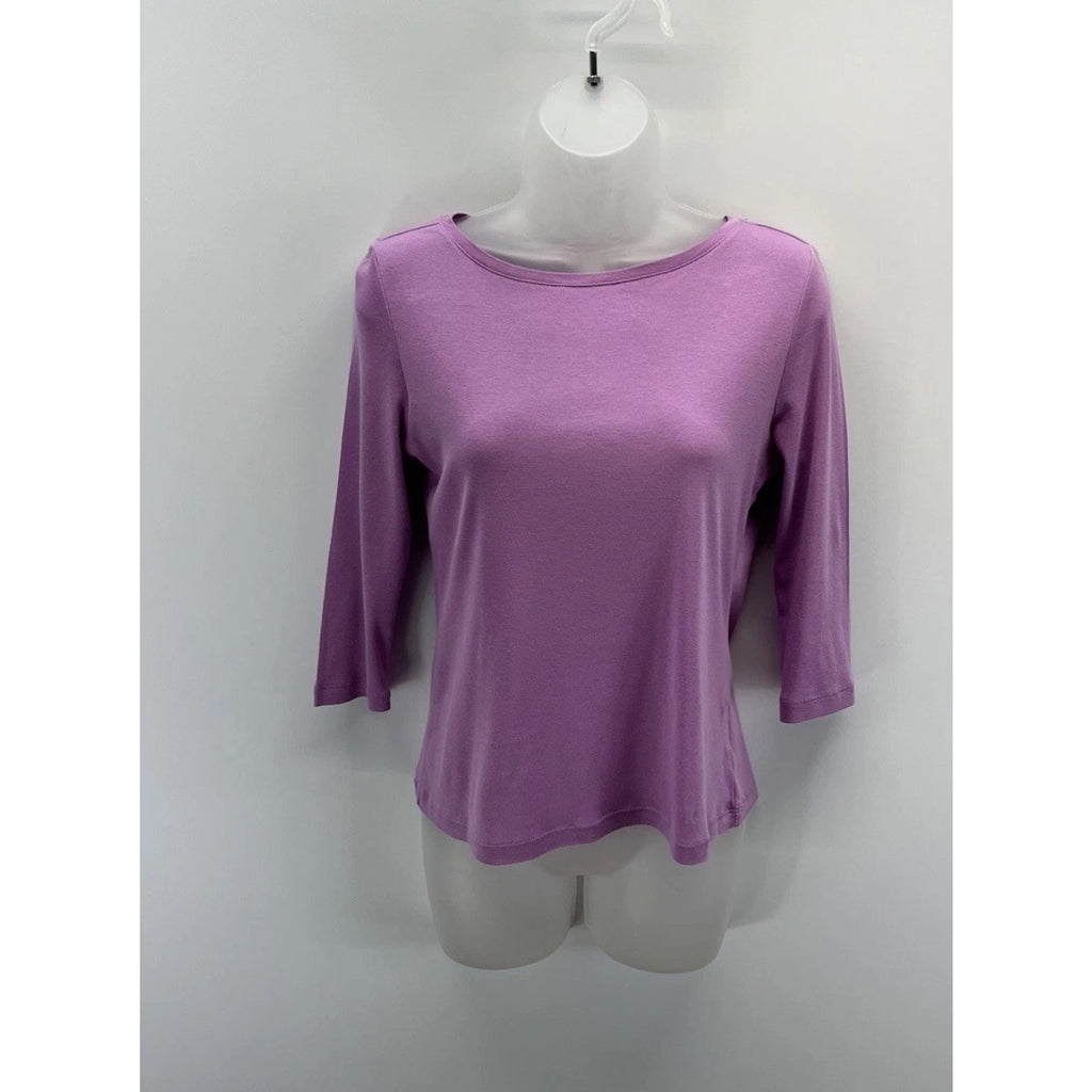 Talbots Tee Top Womens Size Small Petite 3/4 Sleeve 100% Pima Cotton Purple