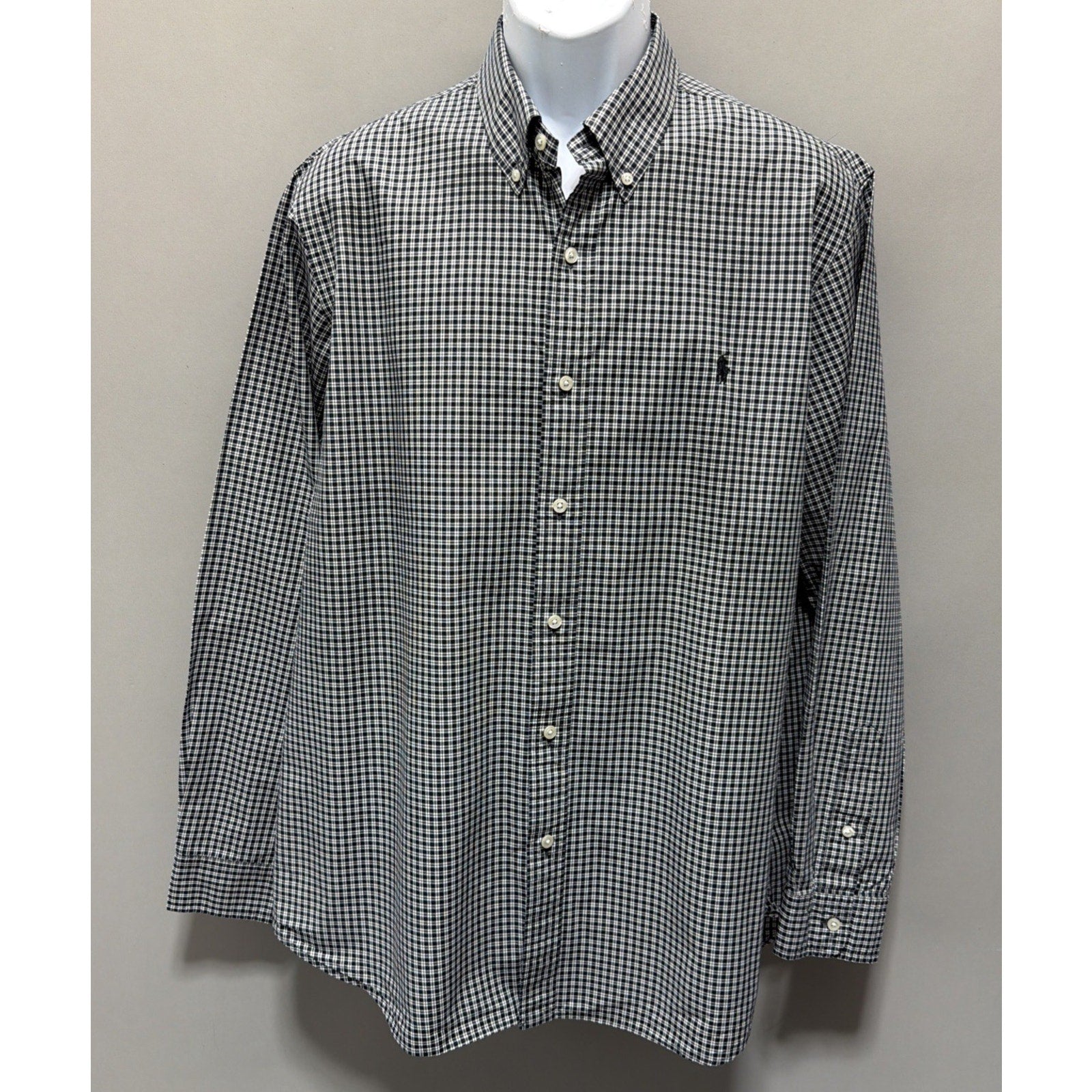 Ralph Lauren Classic Fit Oxford Gingham Check Shirt Casual Button-Up Size XL