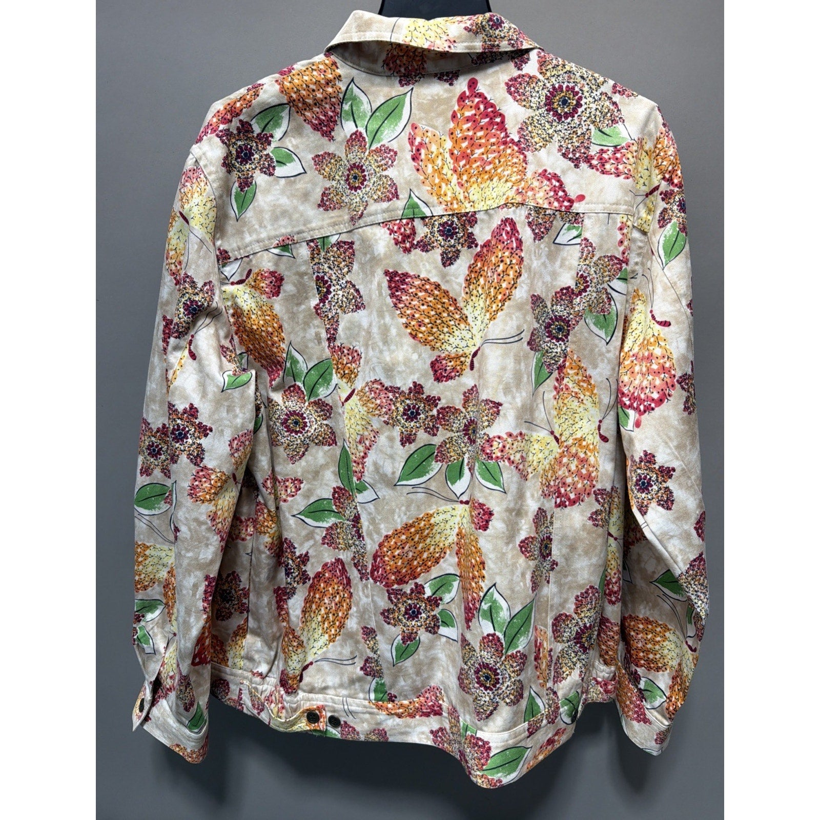 Alfred Dunner Jacket Womens 18 Colorful Floral Ladybird Button Up Long Sleeves