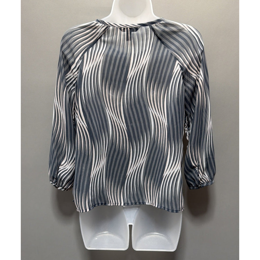 Banana Republic Sheer Blouse Zebra Print Arty Top Lightweight Flowy Shirt XS