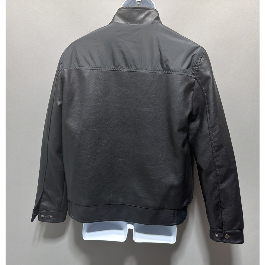 AC Luxury Collection Jacket Women Med Black Faux Leather Full Zip Made In Italy