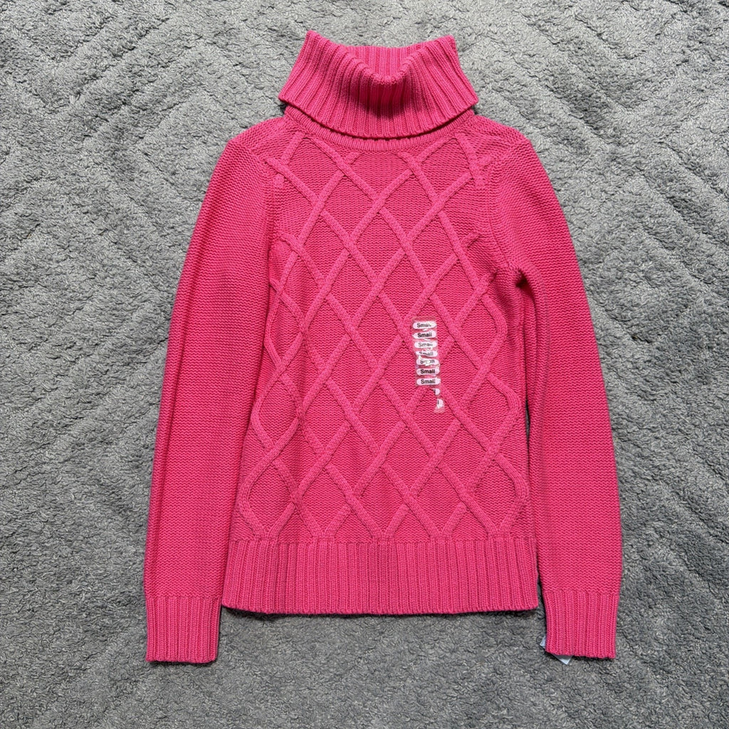 IZOD Womens Size S Lava Pink Cable Knit Turtleneck Sweater NWT Old Money