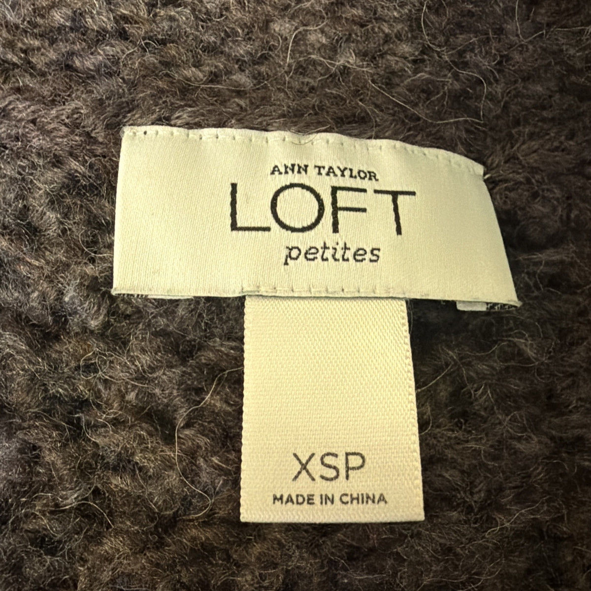 Ann Taylor LOFT Cardigan XS Petite Brown Wool Alpaca Chunky Knit Short Sleeve