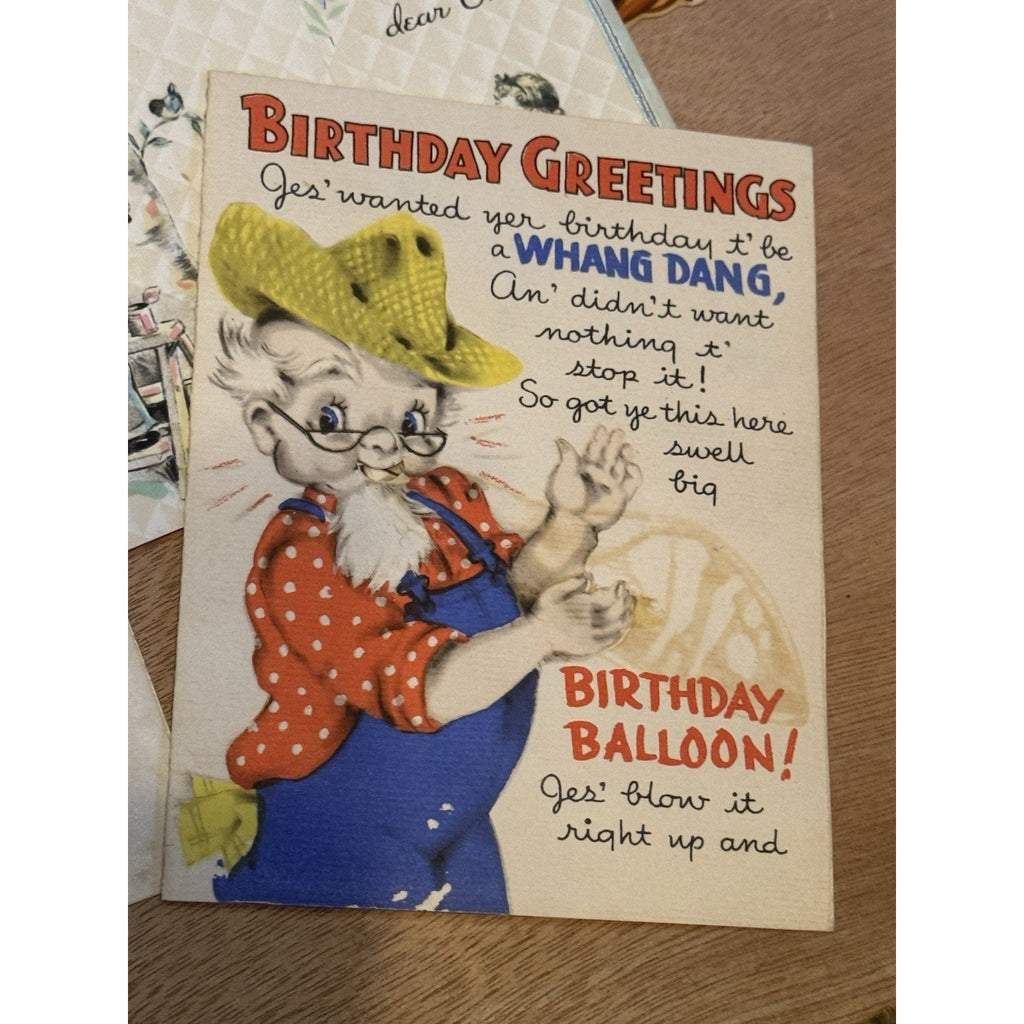 Vintage 1930’s Birthday Card Lot Hallmark Mechanical Die Cut Cowboy Ephemera