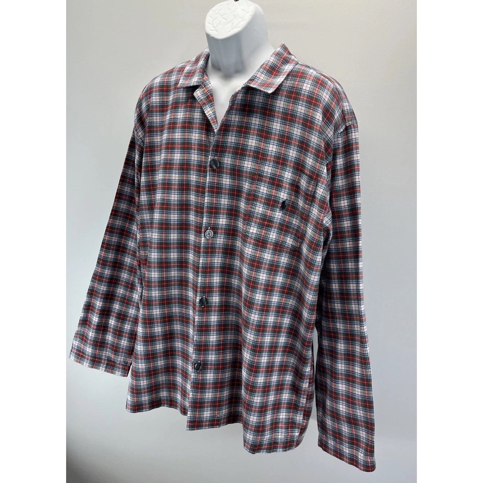 Polo Ralph Lauren Pony Plaid Sleepwear Plaid Button Shirt Size L