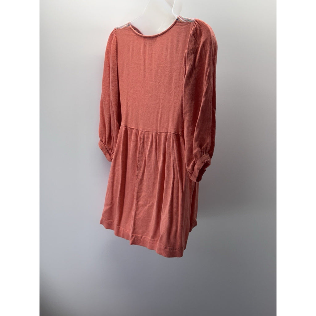 Umgee Women's Bohemian Long Sleeve Embroidered Mini Tunic Dress Size Small