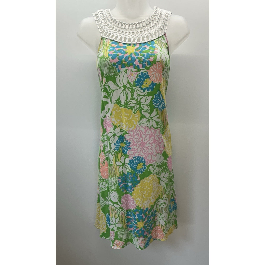 Lilly Pulitzer Hibiscus Stroll Jillie Swing Dress Floral Size Small.