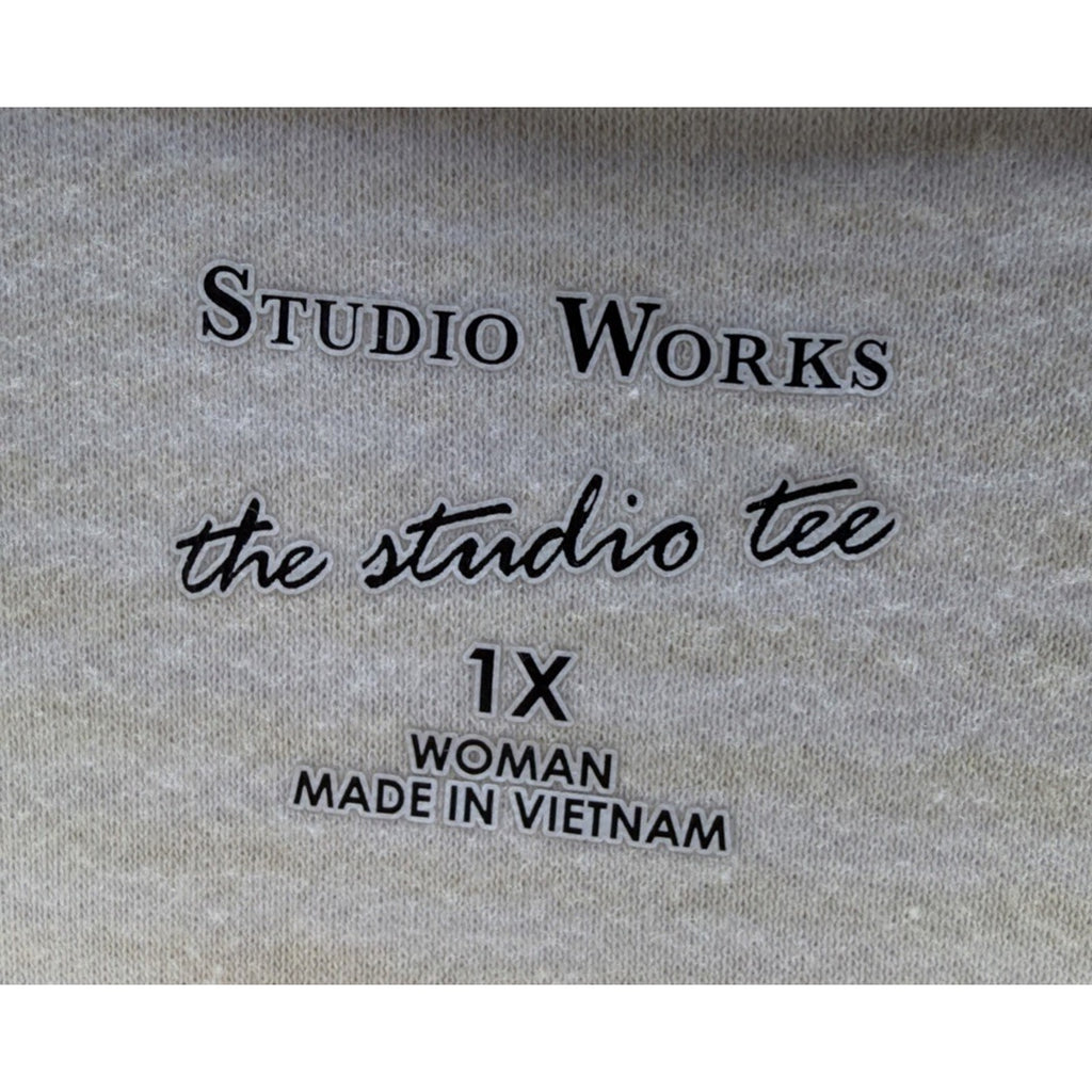Studio Works women Yellow White Stripe Studio Tee Shirt Top size Plus Sz 1X NWT