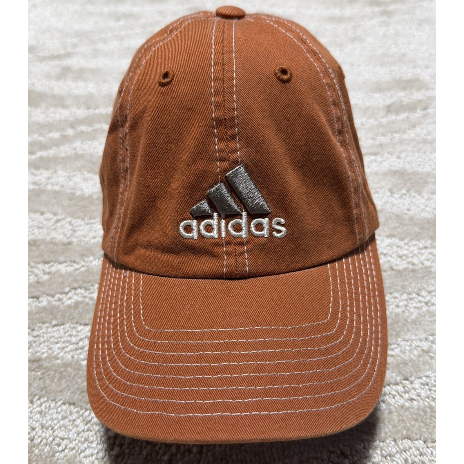 Adidas Hat Cap Strap Back Mens One Size Orange Embroidered Baseball Dad Sports