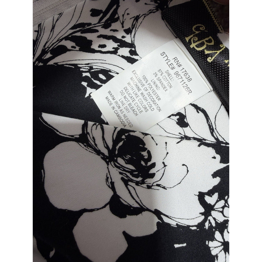 dBy Ltd Black White Floral Dress Womens 12 Sleeveless A-Line Stretch Lined