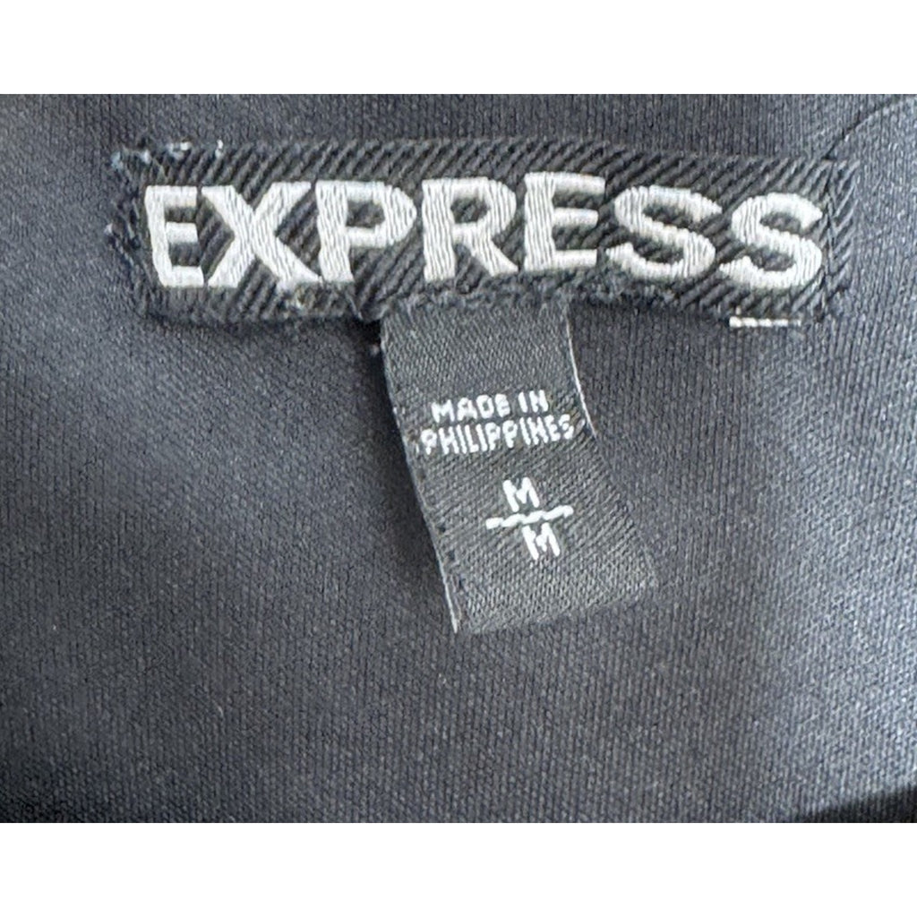 Express Black Mesh Panel Studded Fit & Flare Stretch Mini Dress Women's Black M