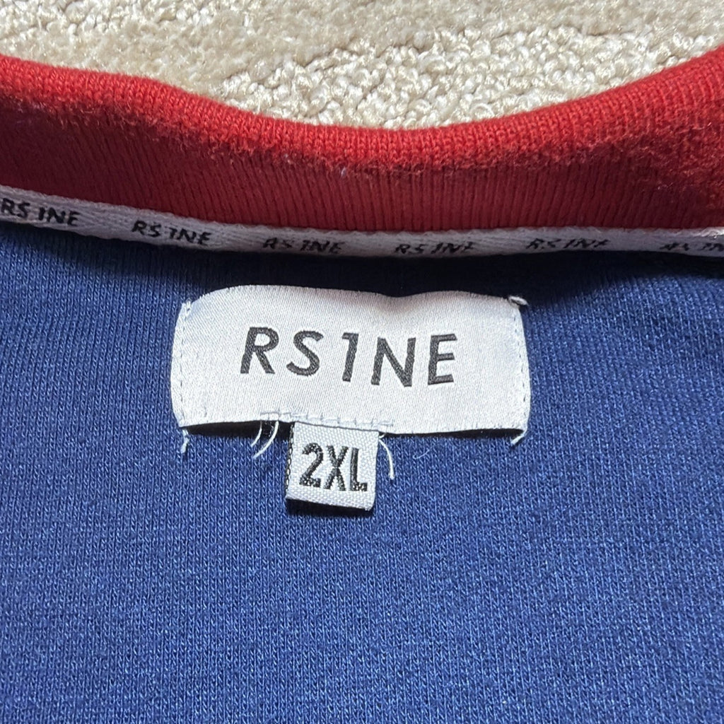 RS1NE Men's Embroidered Blue Short Sleeve Polo Shirt Sz 2XL Streetwear
