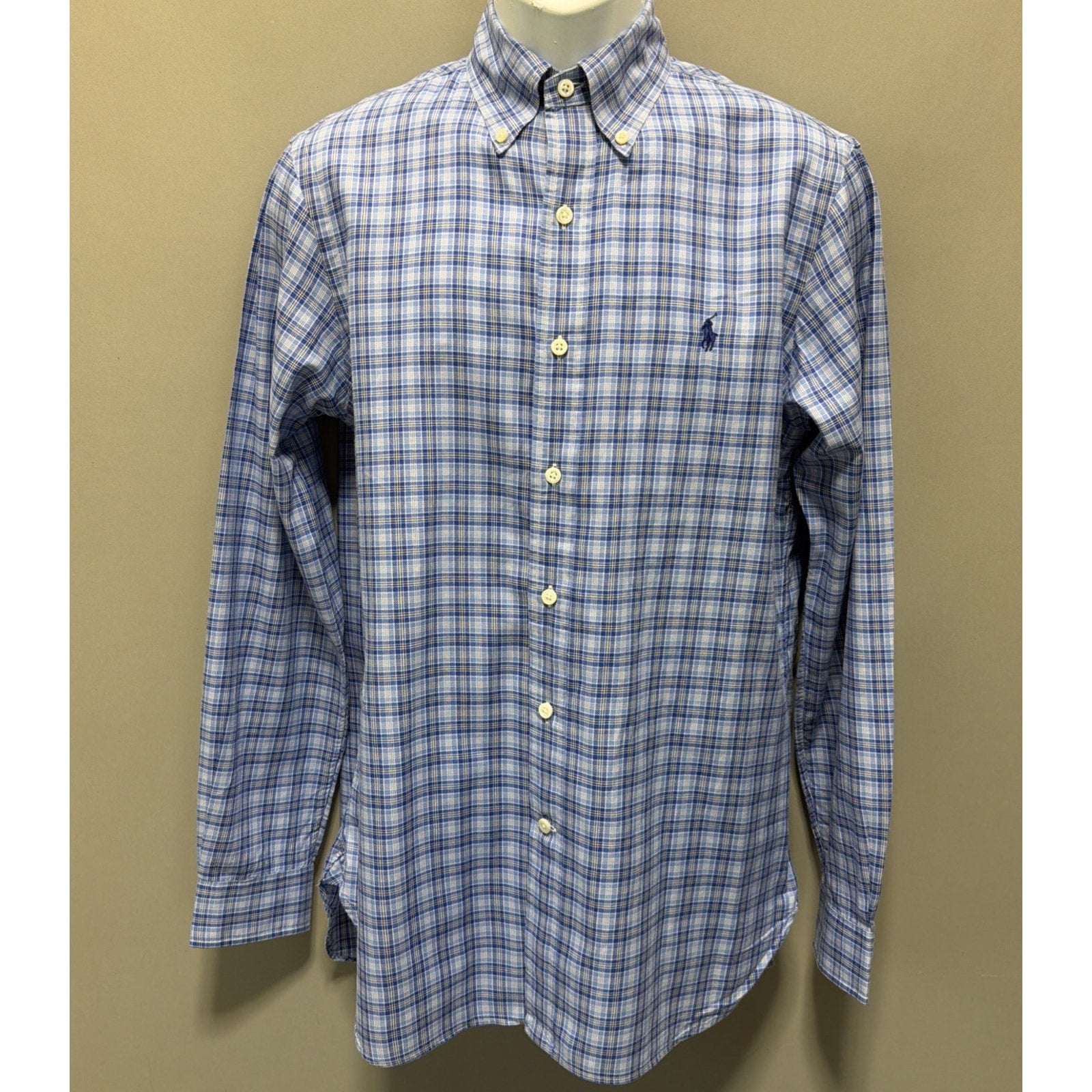 Polo Ralph Lauren Oxford Shirt Mens S Blue Plaid Button Down Casual Pony