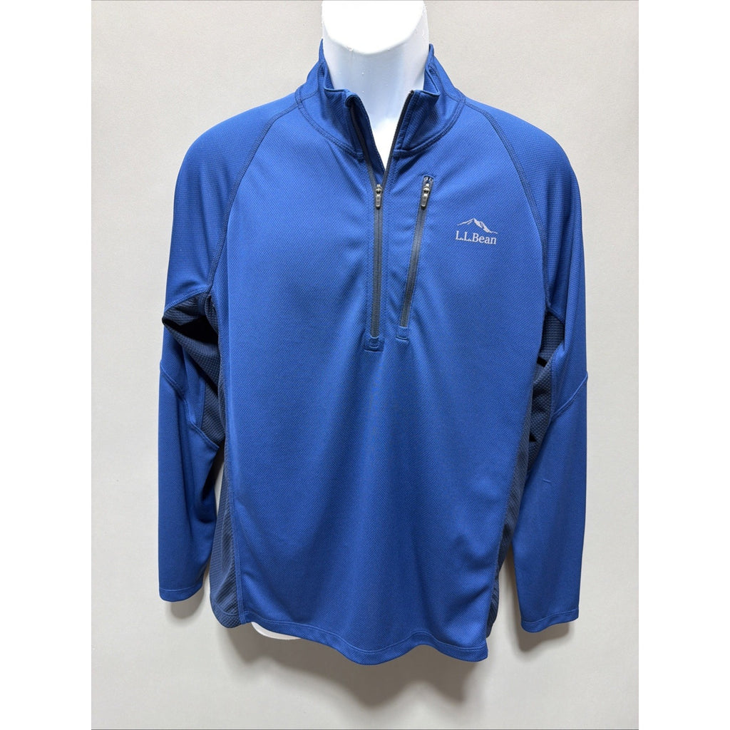 LL Bean Mens M Jacket Top Ridge Runner 1/4 Zip Pullover 2 Tone Slightly Fitted