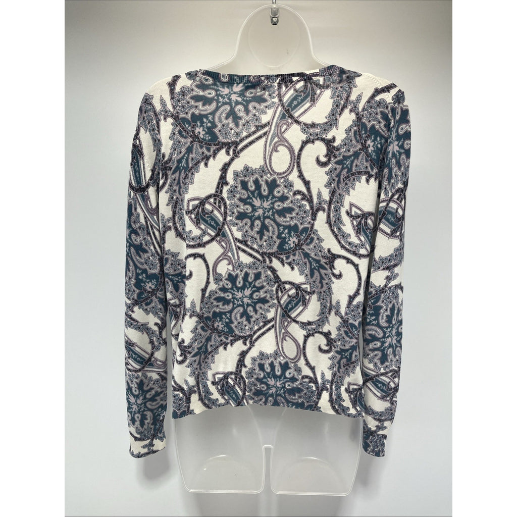 Banana Republic Woman Size MP Paisley Print Cardigan Sweater Silk Cotton Blend