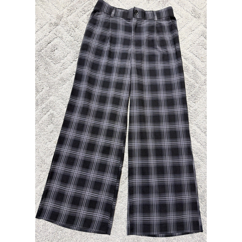 Torrid Studio Wide Leg Plaid Pants Women’s Size 12 Gray Black Pull On Career