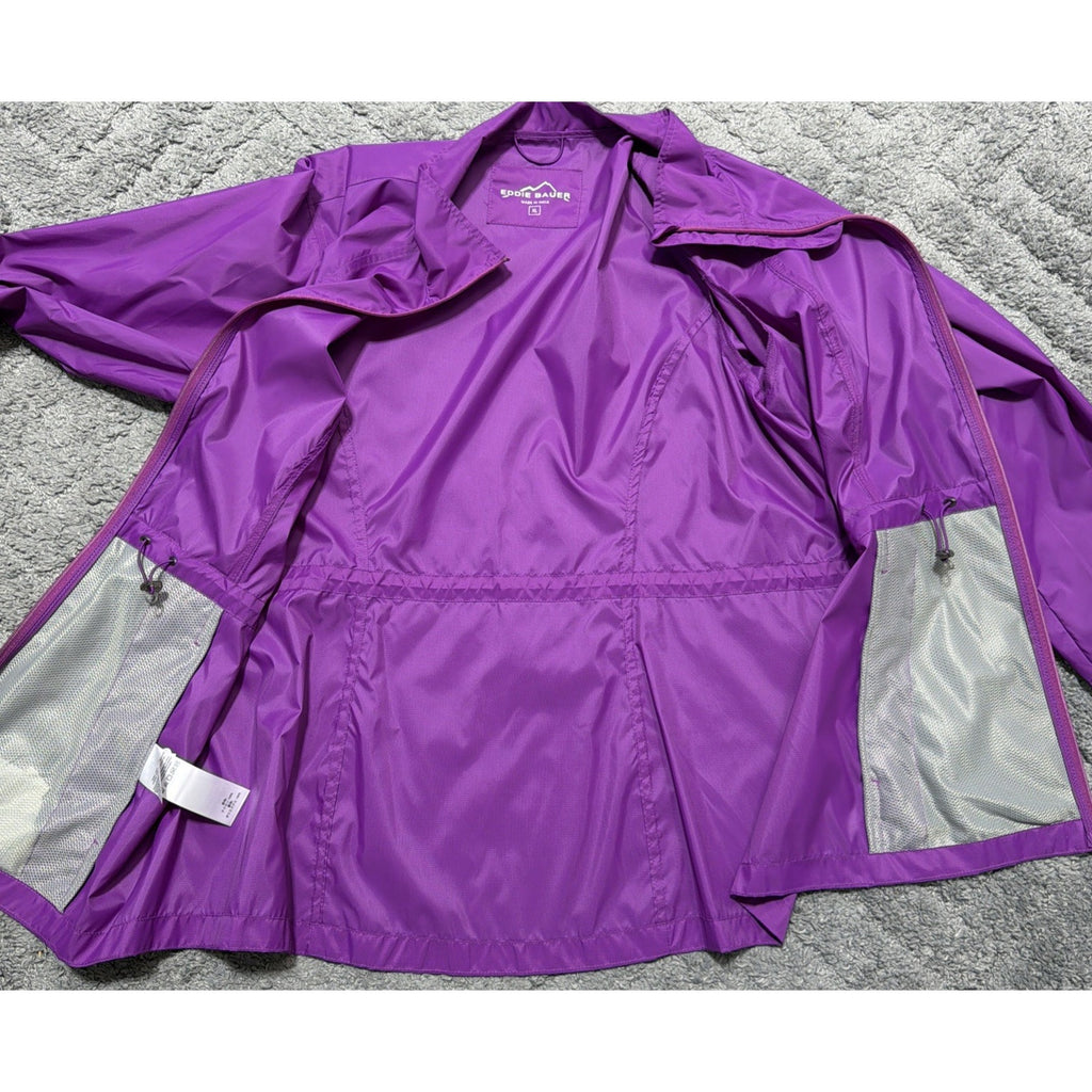 Eddie Bauer Purple XL Windbreaker Jacket Hiking Outdoor Full Zip Rain Shell NWOT