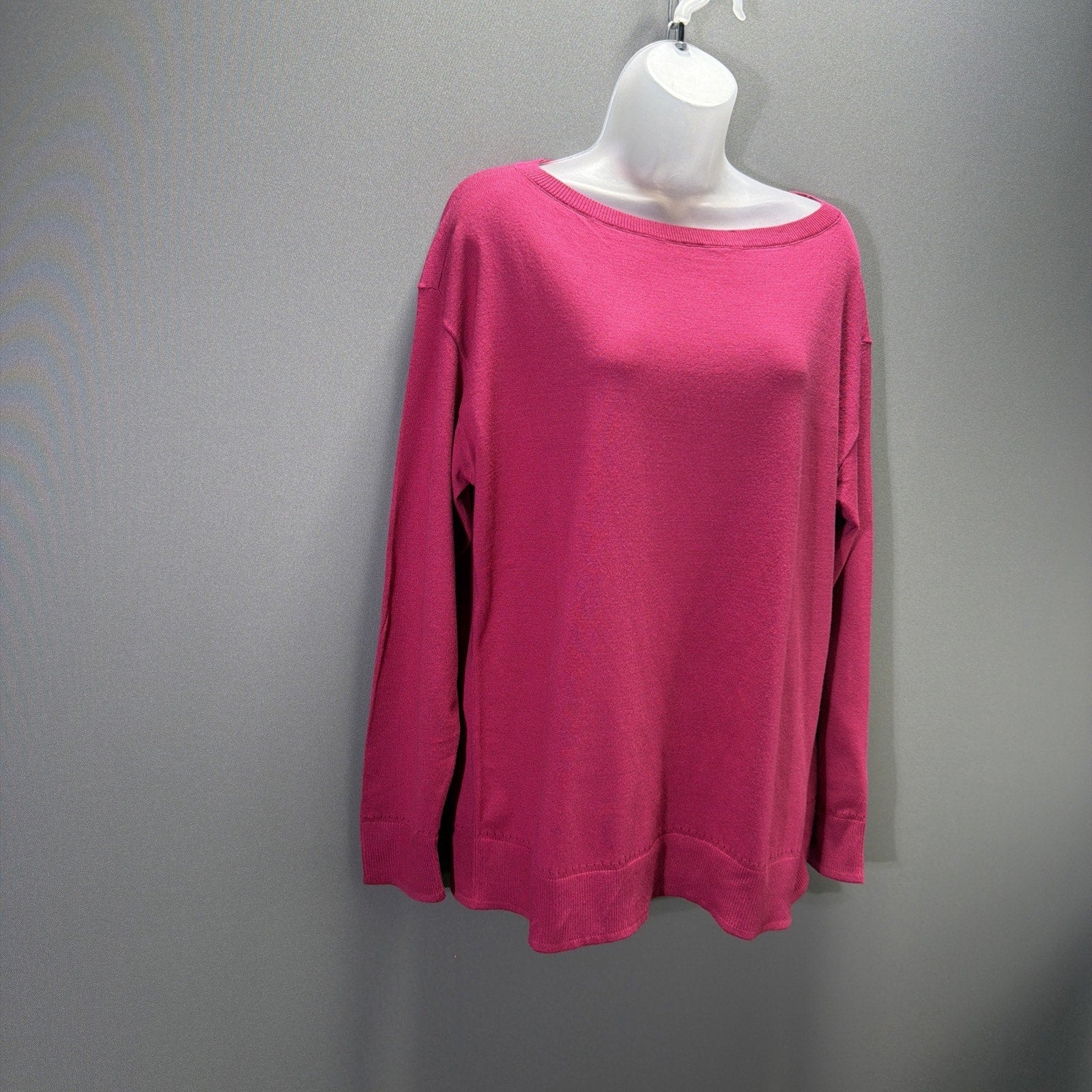 Lane Bryant Sweater Womens 14/16 Pink Boat Neck Tunic Sweater Pullover NWT