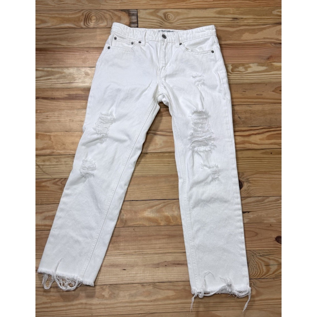 Lucky Brand Sienna Slim Boyfriend Jeans Size 2/26 White Distressed Zipper Fly