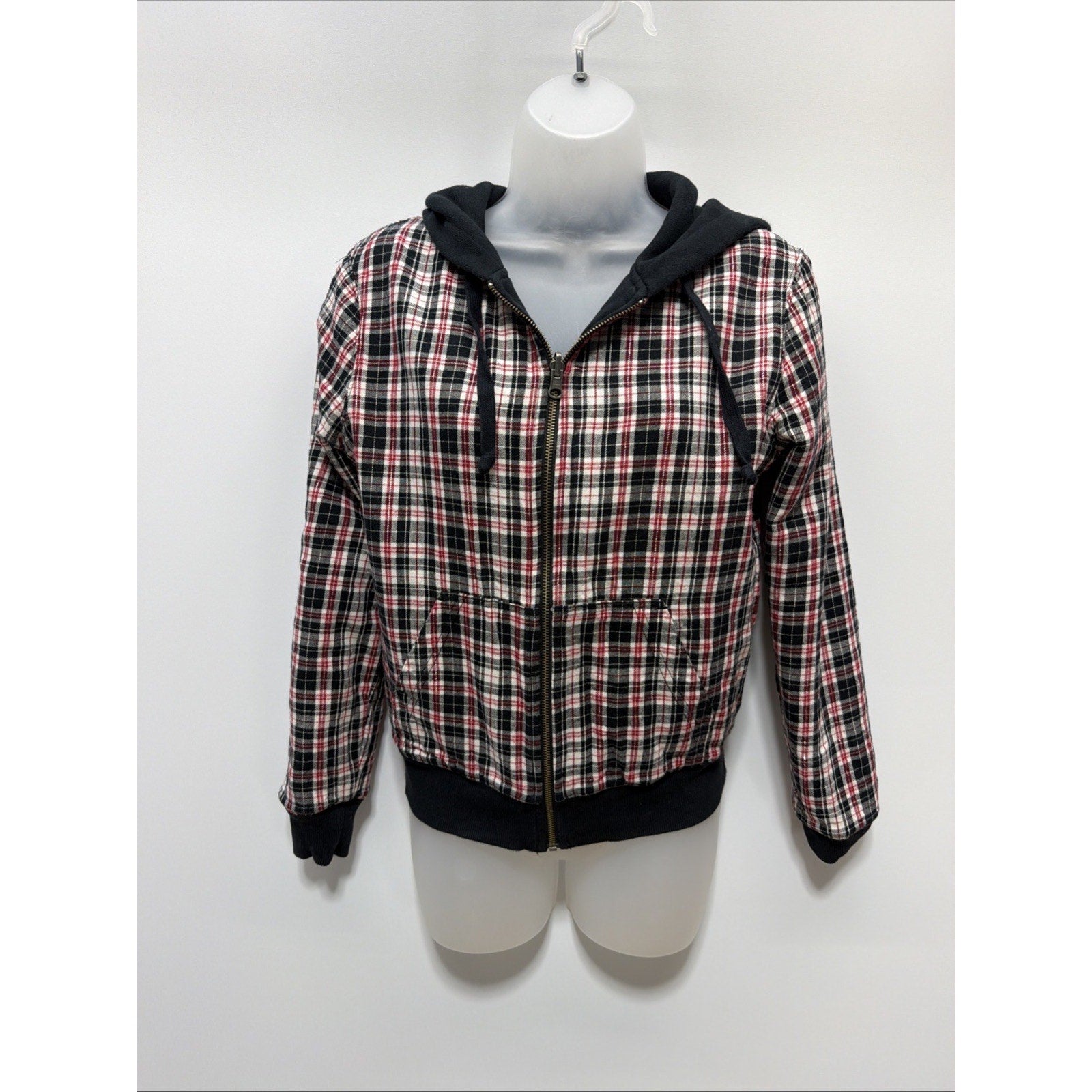 Disneyland Resort hoodie zip Mickey Black Mickey reversible plaid Women’s Small