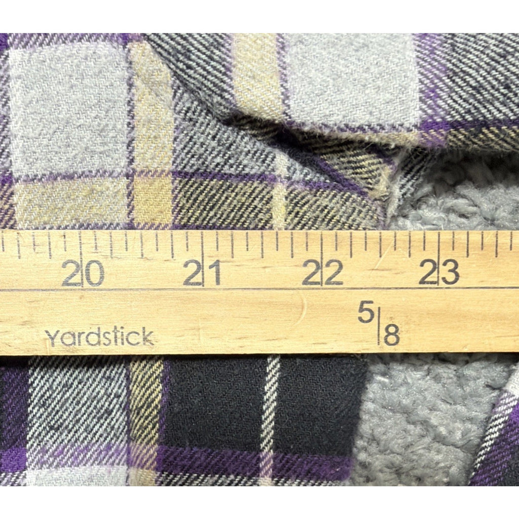 ELixir Plaid Purple Heavyweight Flannel Shirt Double Pocket Commuter Button Up L