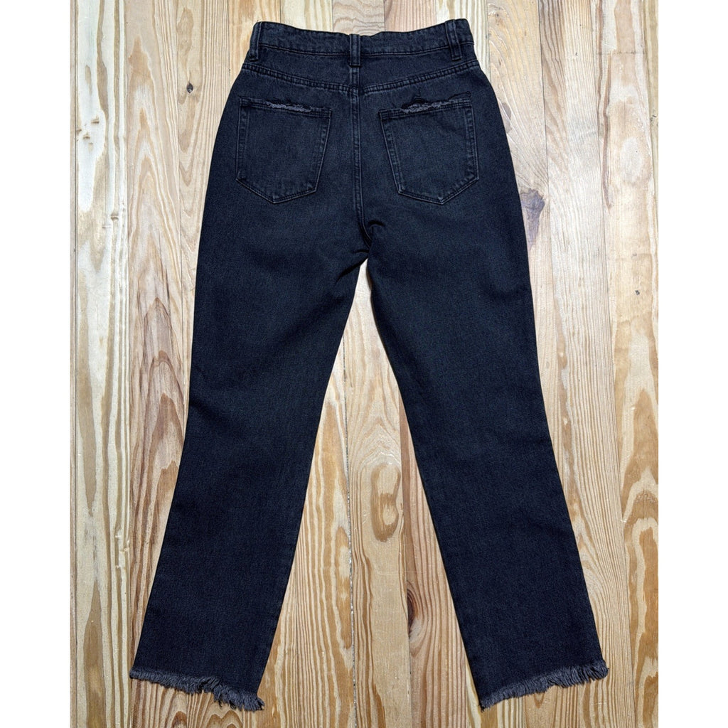 Flying Monkey Black Label Hgh Rise Straight Jeans Womens Size 25 Distressed
