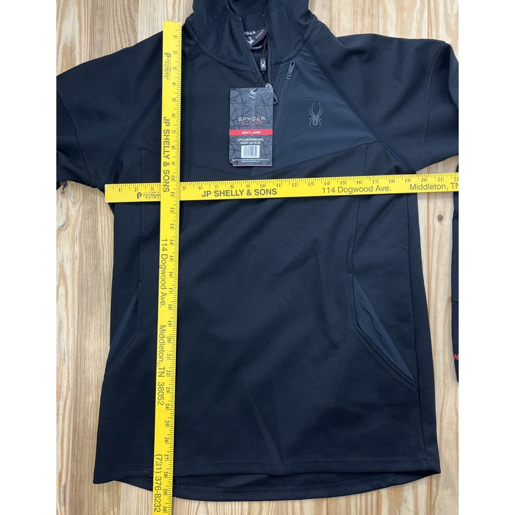 NWT Spyder Active Proweb 1/4 Zip Pullover Hoodie Black Mens Size Large Msrp $110