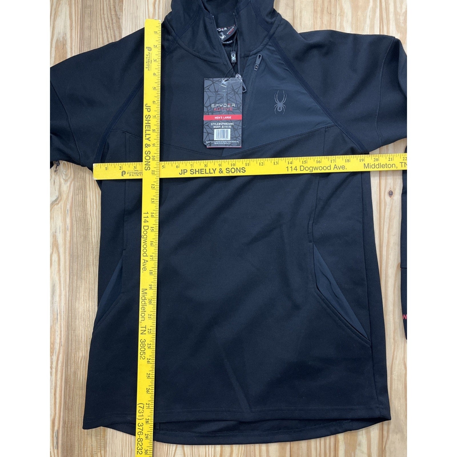 NWT Spyder Active Proweb 1/4 Zip Pullover Hoodie Black Mens Size Large Msrp $110