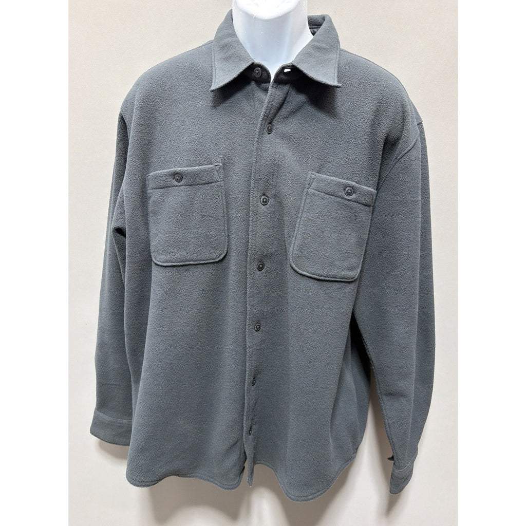 Wrangler Mens Slate Green Long Sleeve Polar Fleece Button Up Shirt Size XL