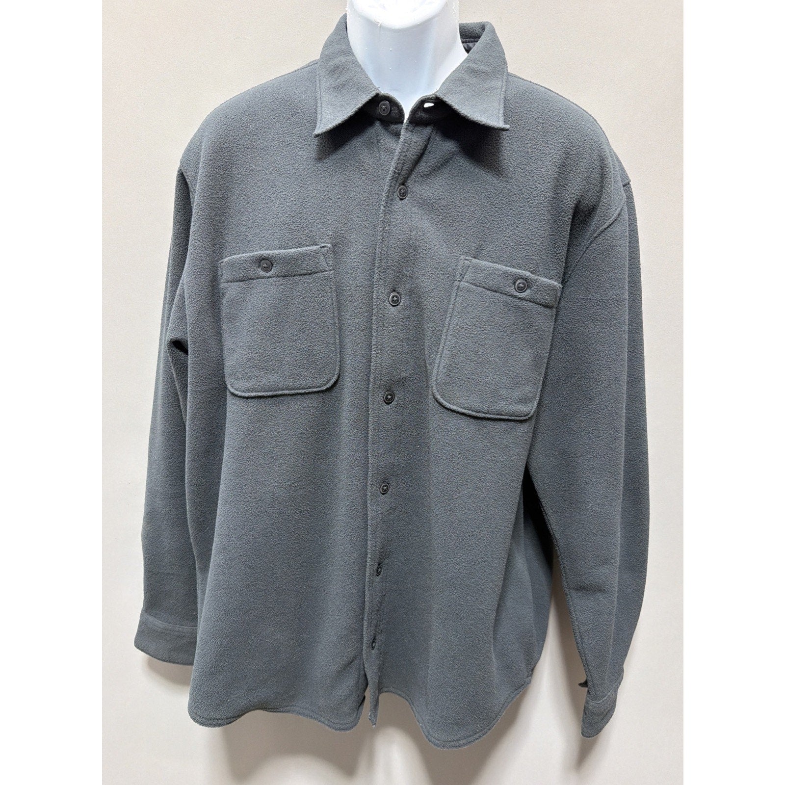 Wrangler Mens Slate Green Long Sleeve Polar Fleece Button Up Shirt Size XL
