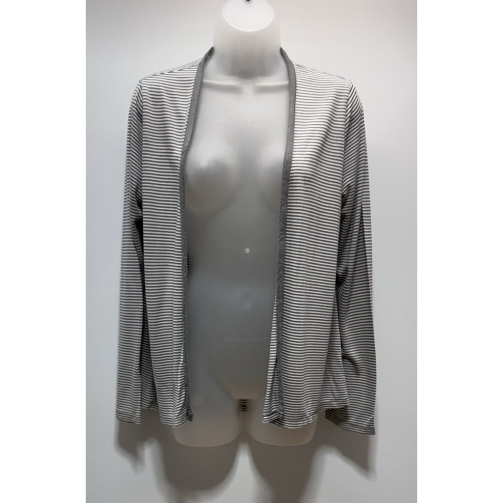 Old Navy Cardigan Jersey Sweater Grey White Long Sleeve Women’s Size Medium