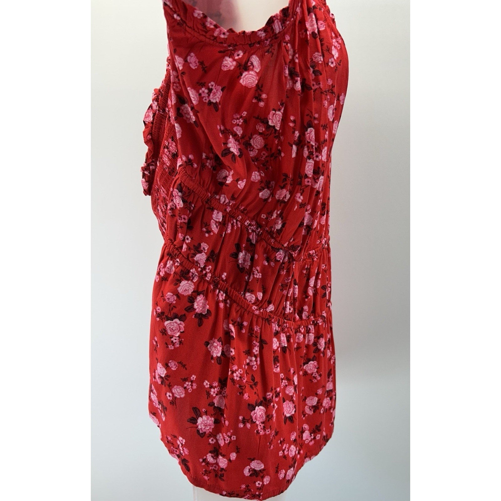 Old Navy New W Tags Tank Top Womens 3XL Thin Strap Button Up Red Floral.