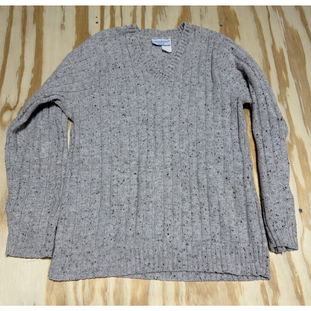 Vintage 80s 90s Sears Wool Blend sandy tan brown confetti made in USA Size 42