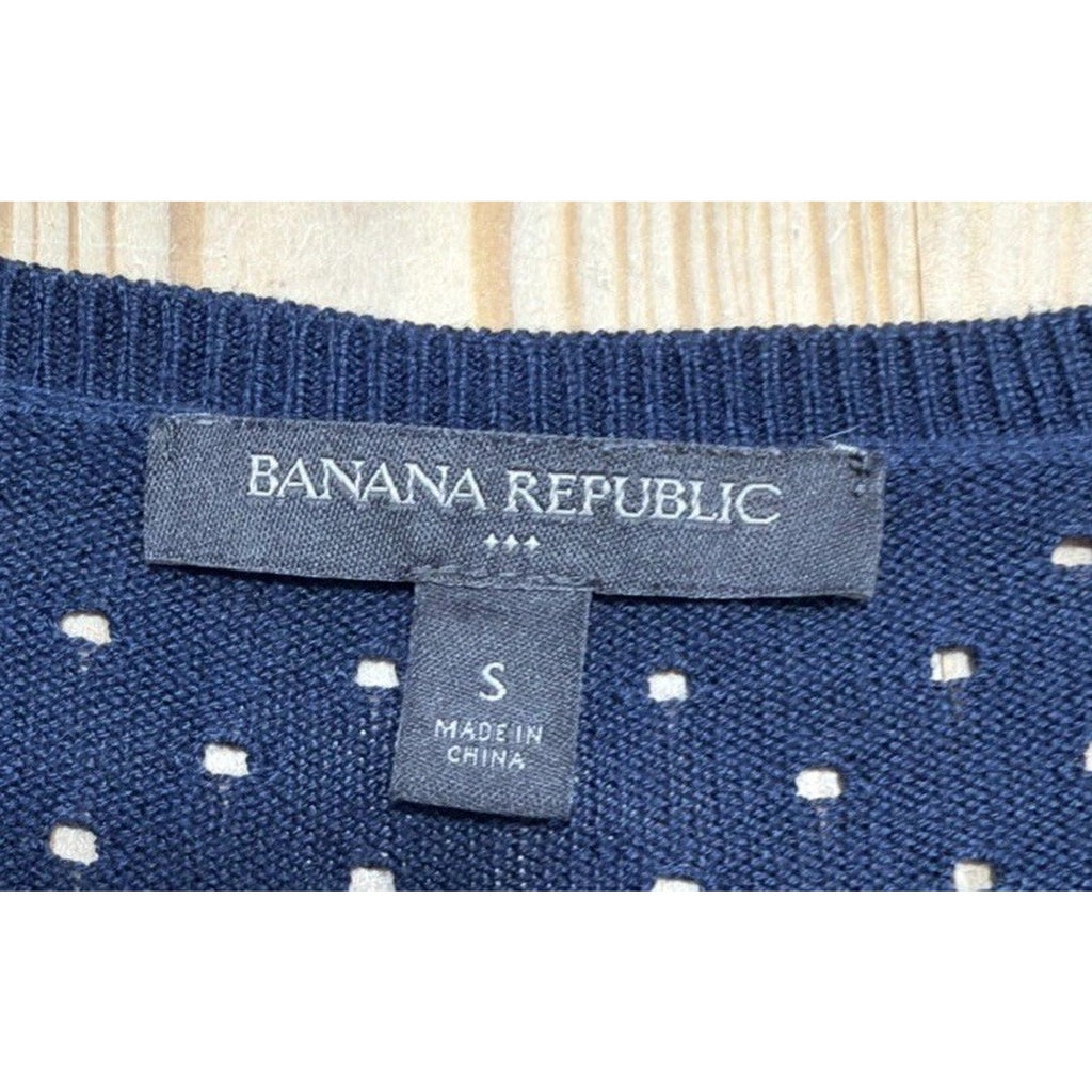 Banana Republic Sweater Womens Small Navy Long Half Sleeve Round Neck Pullover