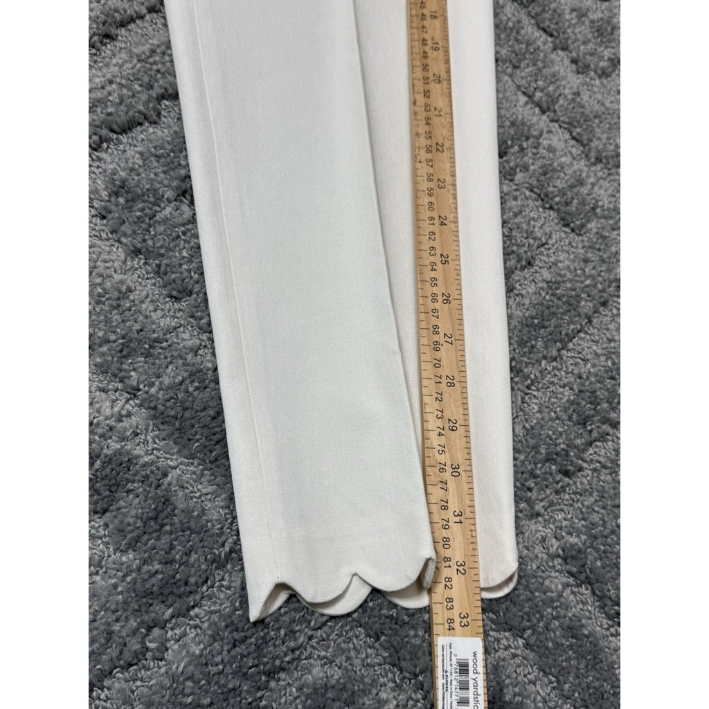 Talbots White Chatham Scalloped Hem Crop Pants Side Zip Women’s Size 8