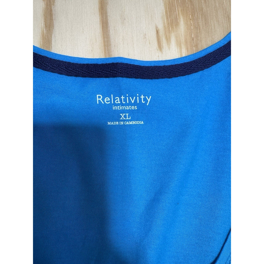 NWT Relativity Tank Top XL Blue Sleeveless Pocket Casual Stretch Knit Women