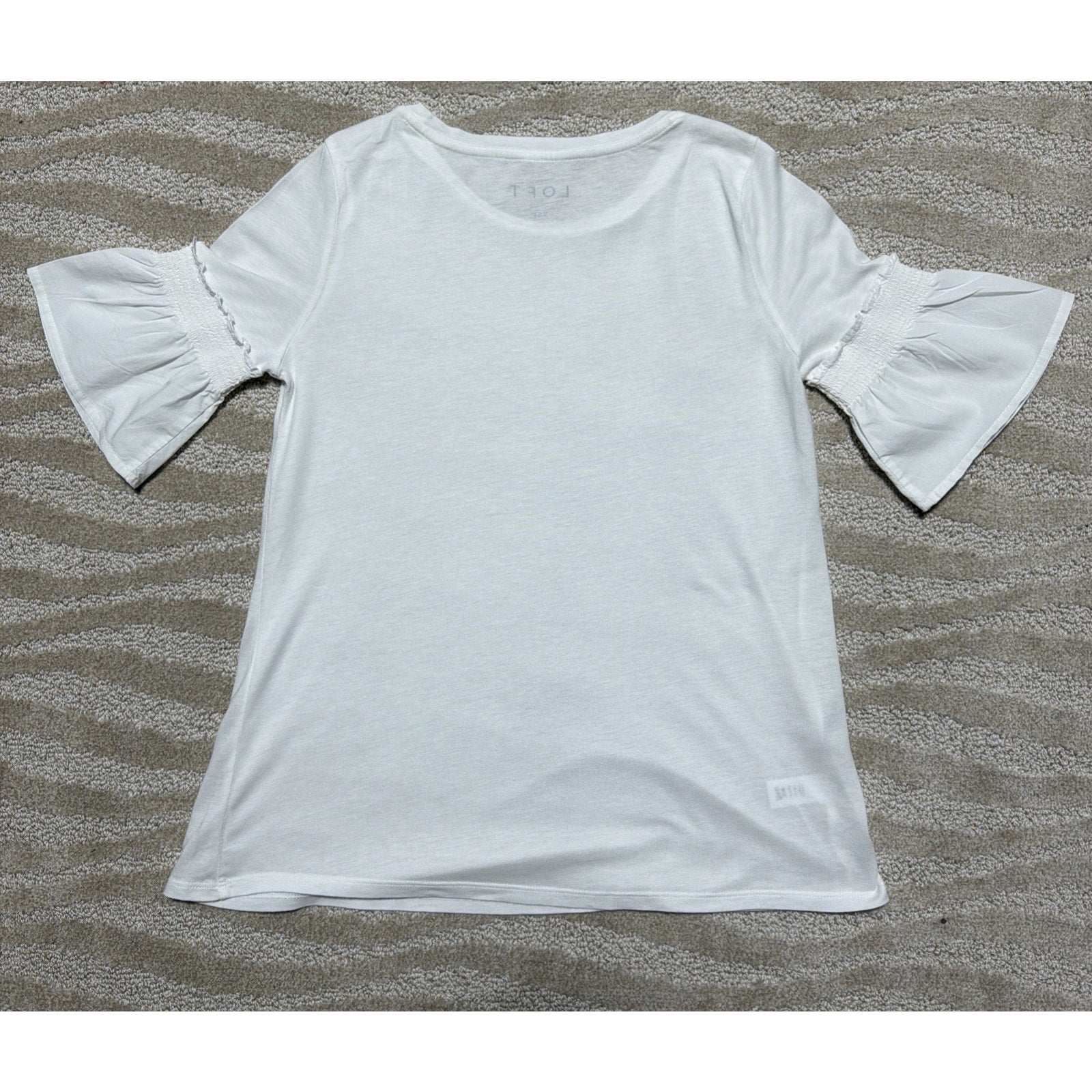 Ann Taylor Loft Blouse XS Petite Short Bell Sleeve White NWOT