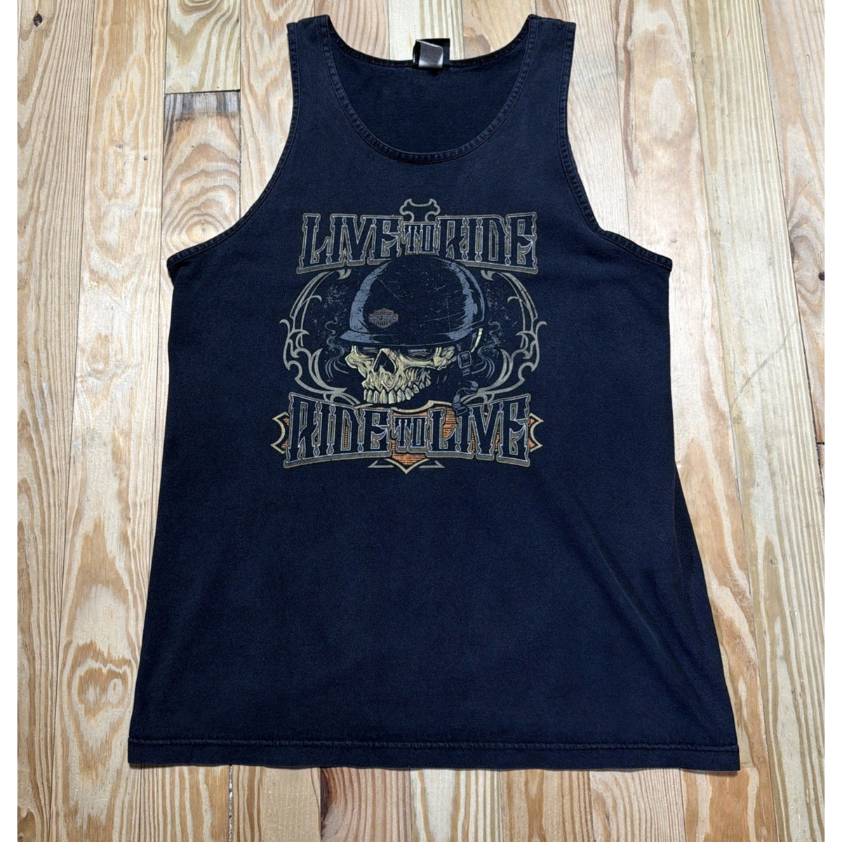 Vtg Harley Davidson Motorcycles Ride To Live Jackson TN Tank Top Faded L USA