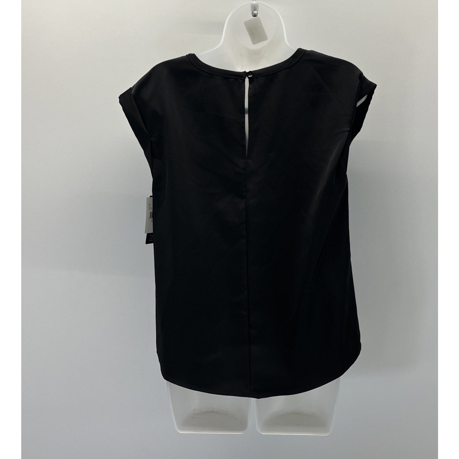 NWT BCX Women's Black Satin Triangle Cutout Blouse Top Size S