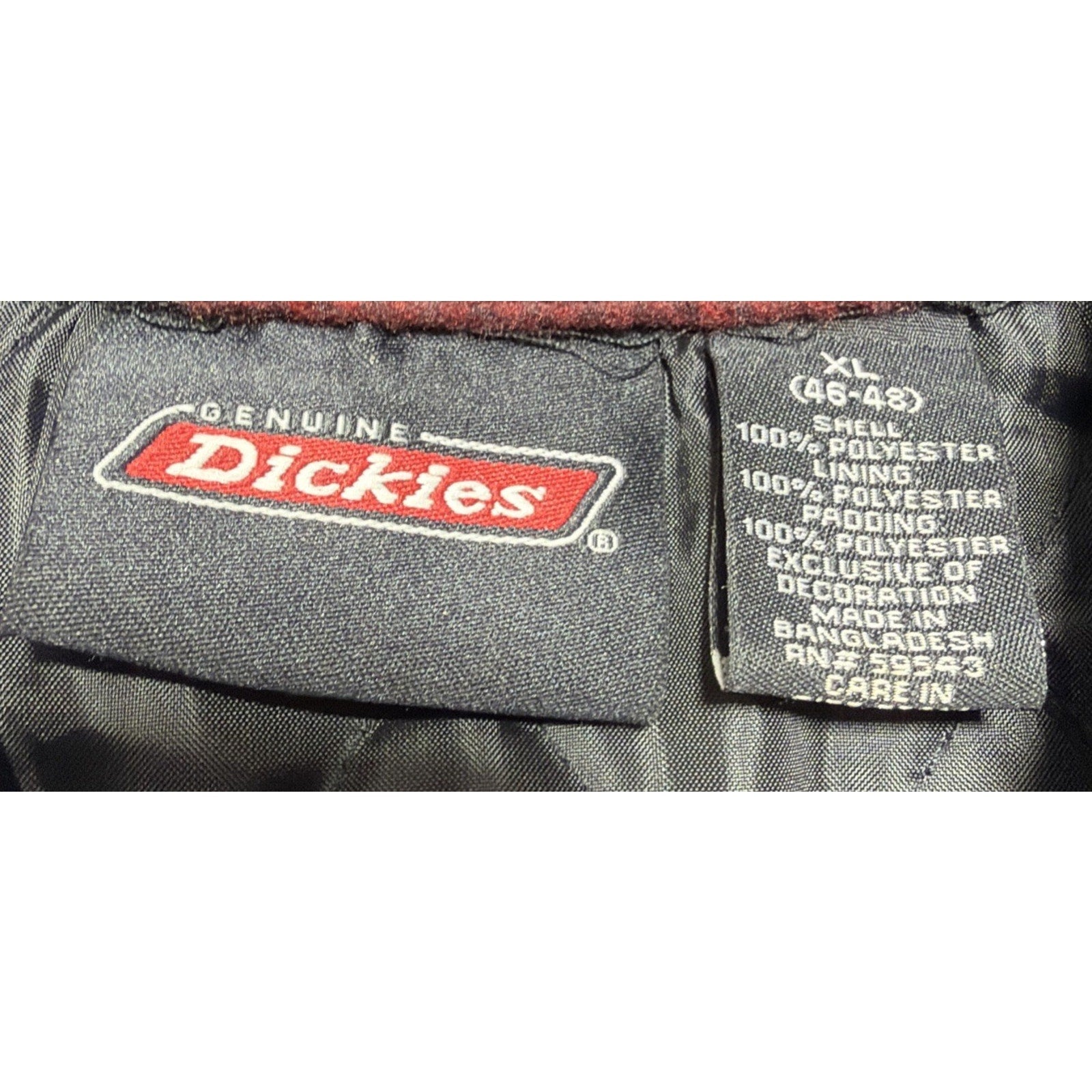 Dickies Micro Fleece Shirt Jacket Quilted Lining Red Black Buffalo Plaid XL